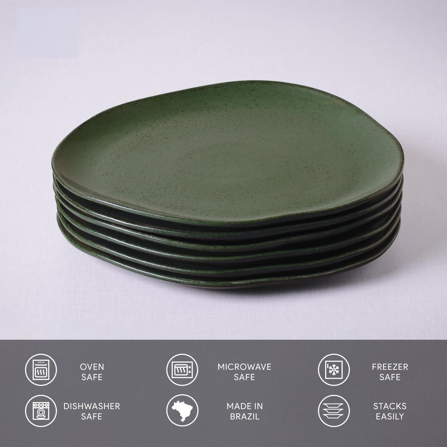 Porto Brasil GREENERY OVAL DINNER PLATE ORGANIC STONEWARE dia. 12.2" SKU: '15314106501