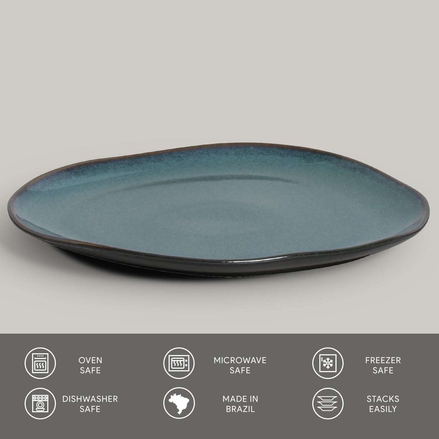 Porto Brasil OCEANO OVAL DINNER PLATE ORGANIC STONEWARE dia. 12.2" SKU: '15314106701