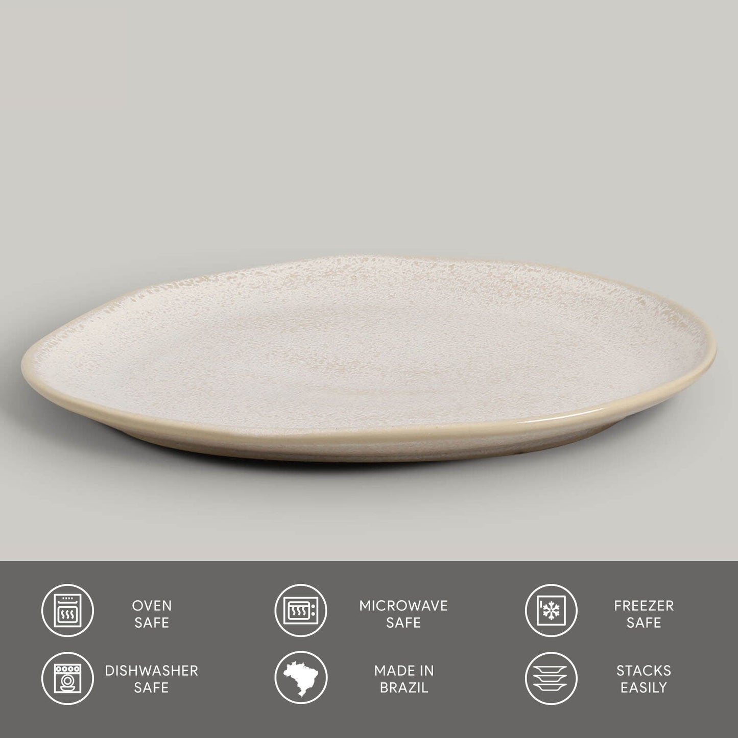 Porto Brasil LATTE OVAL DINNER PLATE ORGANIC STONEWARE dia. 12.2" SKU: '15314108501