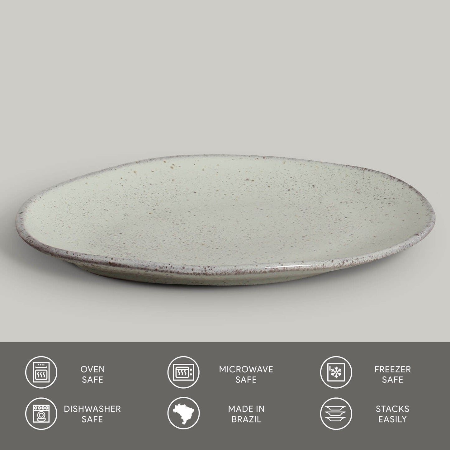 Porto Brasil PISTACHE OVAL DINNER PLATE ORGANIC STONEWARE dia. 12.2" SKU: '15314108801