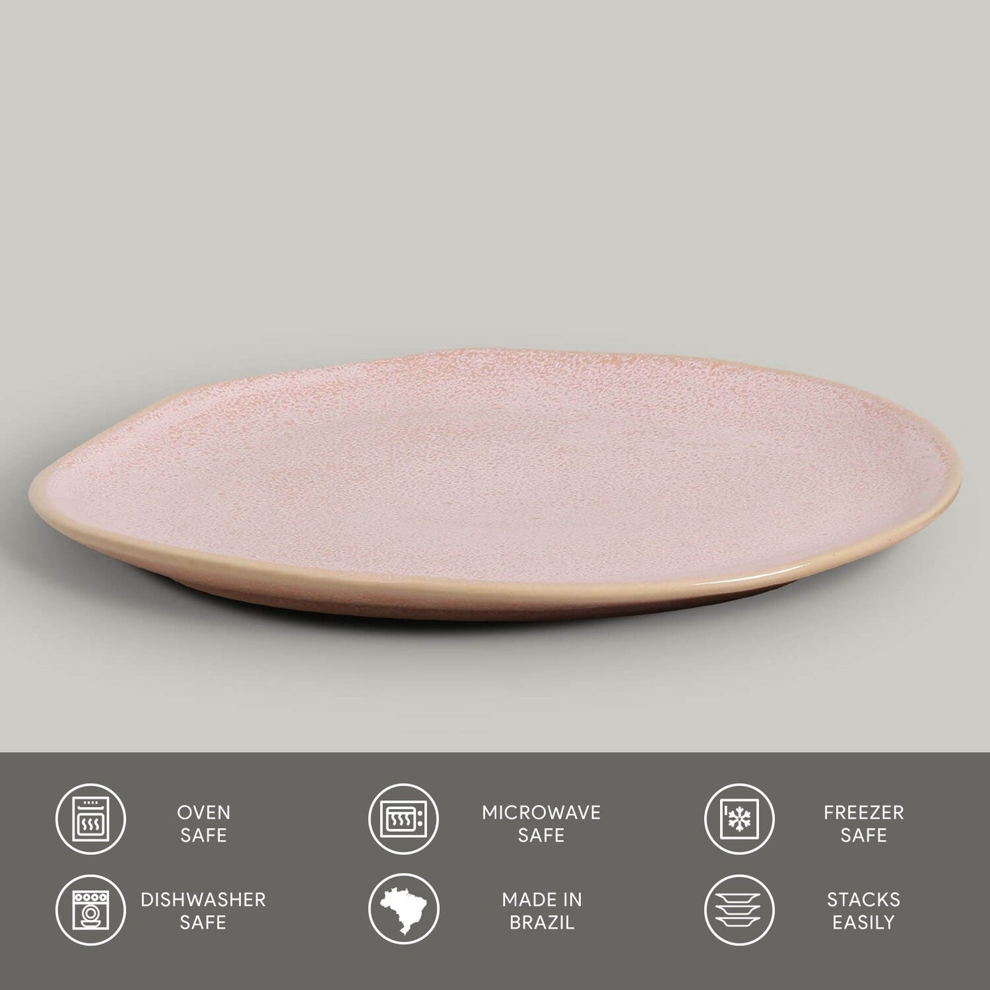 Porto Brasil LITCHI OVAL DINNER PLATE ORGANIC STONEWARE dia. 12.2" SKU: '15314109201