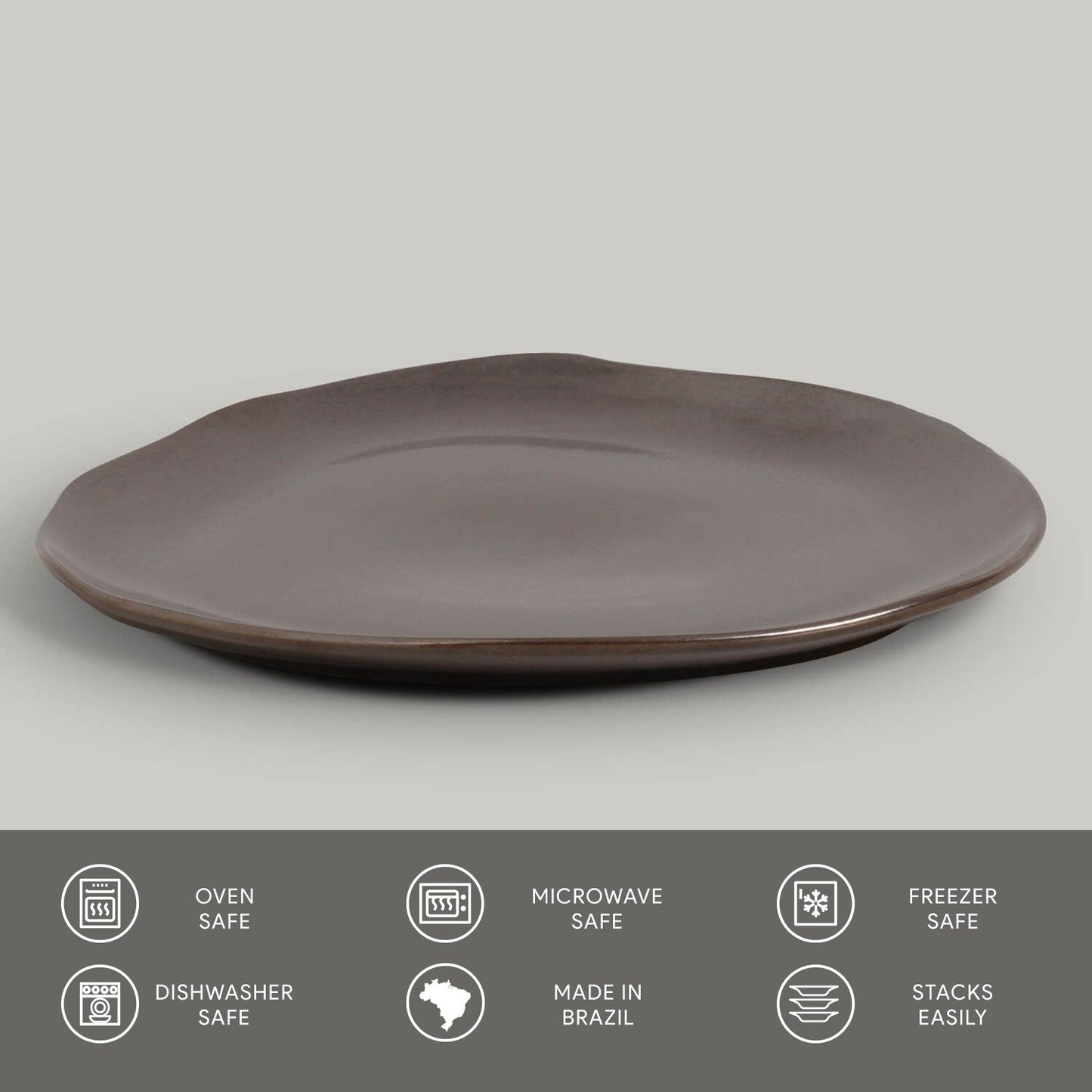 Porto Brasil METALLICA OVAL DINNER PLATE ORGANIC STONEWARE dia. 12.2" SKU: '15314109301