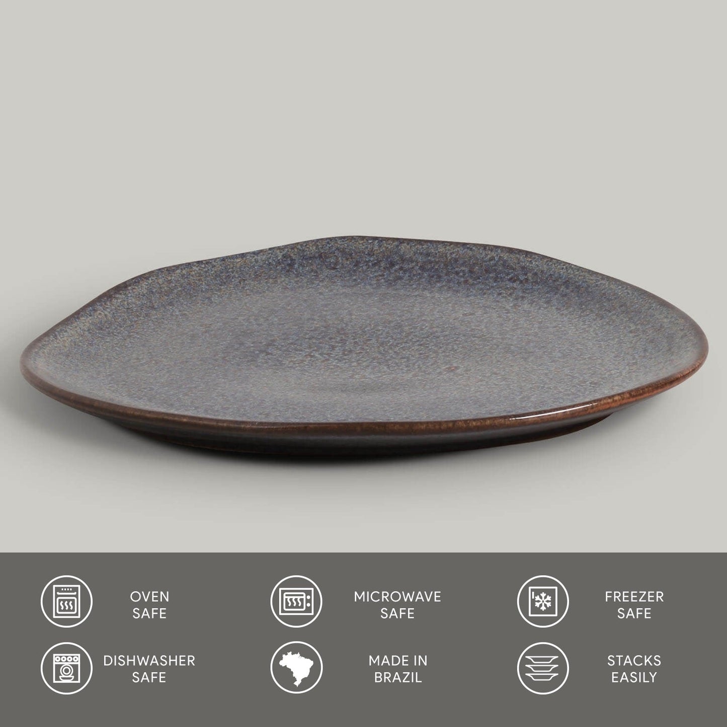 Porto Brasil TITANIUM OVAL DINNER PLATE ORGANIC STONEWARE dia. 12.2" SKU: '15314109401