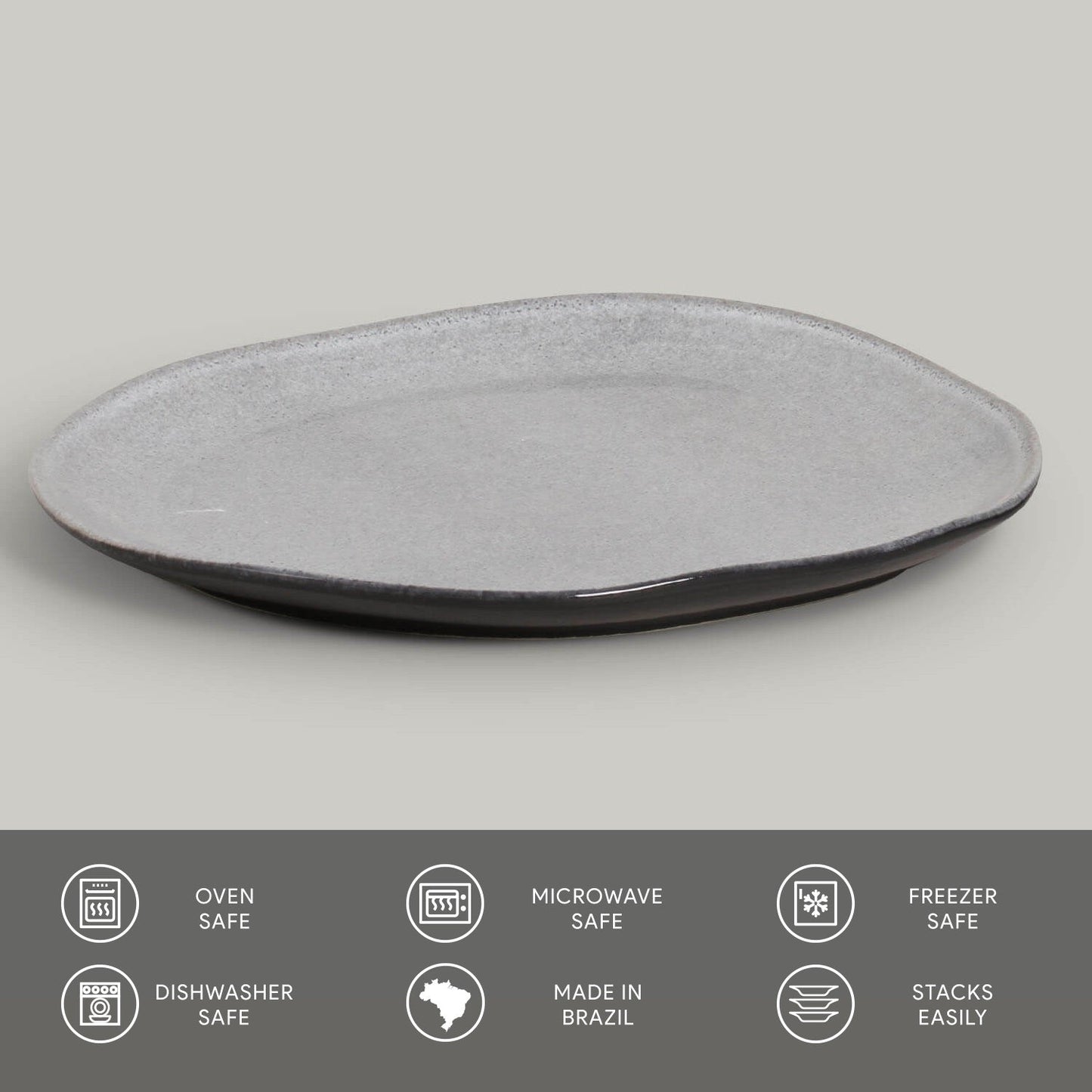 Porto Brasil DUST OVAL DINNER PLATE ORGANIC STONEWARE dia. 12.2" SKU: '15314115801