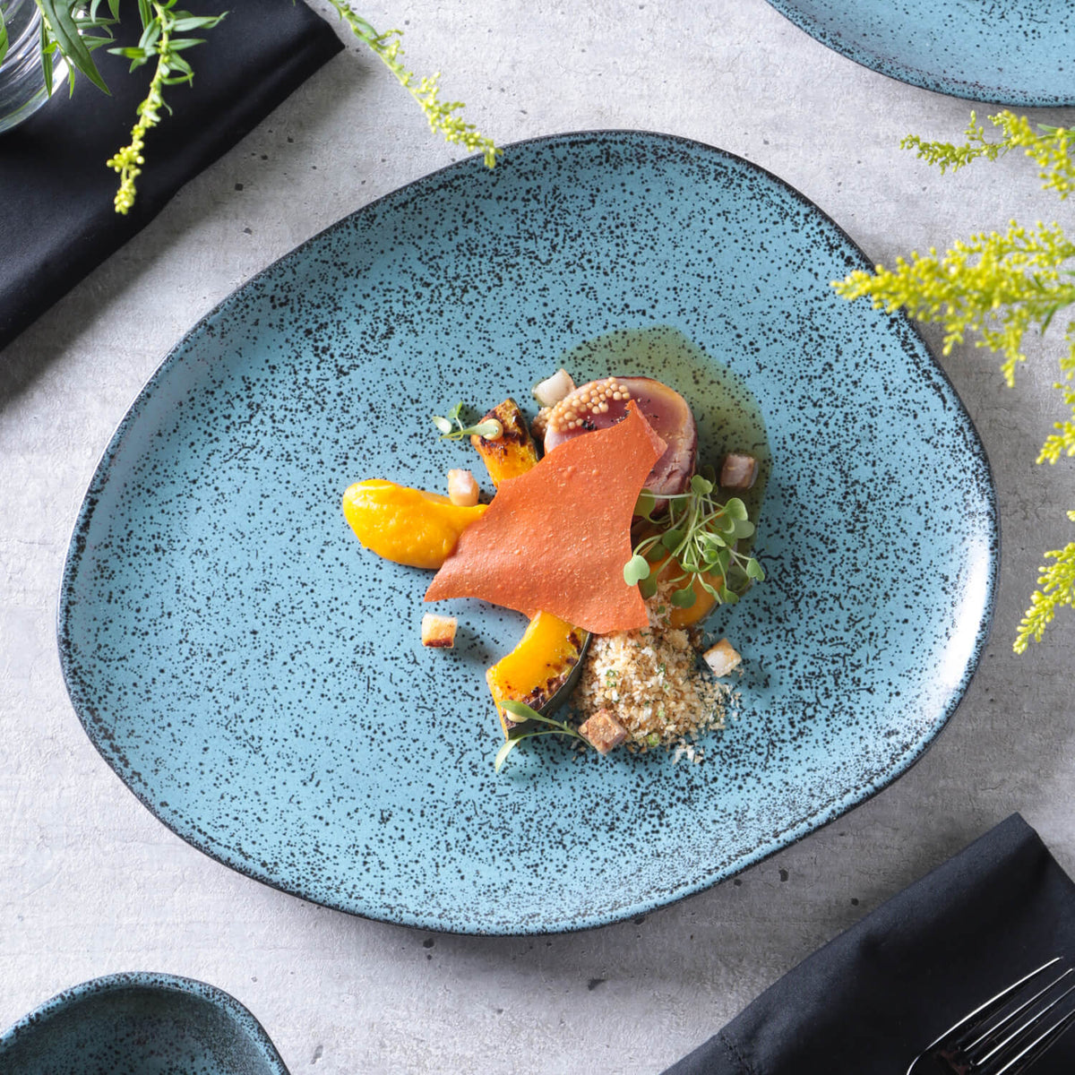 Porto Brasil NIGHT SKY OVAL DINNER PLATE ORGANIC STONEWARE dia. 12.2" SKU: '1531477201