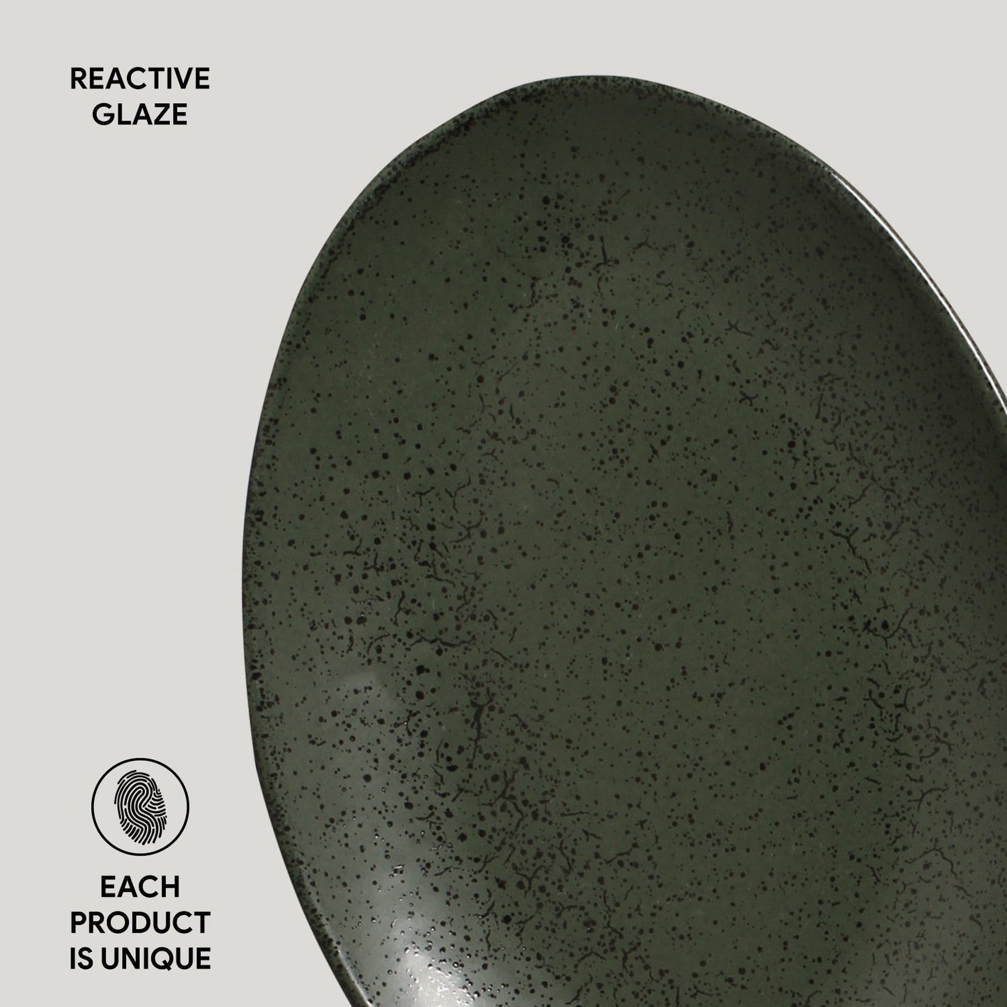 Porto Brasil GREENERY OVAL DESSERT PLATE ORGANIC STONEWARE dia. 8.86" SKU: '15414106501
