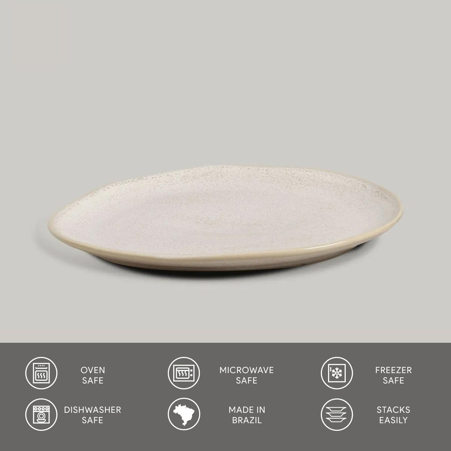 Porto Brasil LATTE OVAL DESSERT PLATE ORGANIC STONEWARE dia. 8.86" SKU: '15414108501