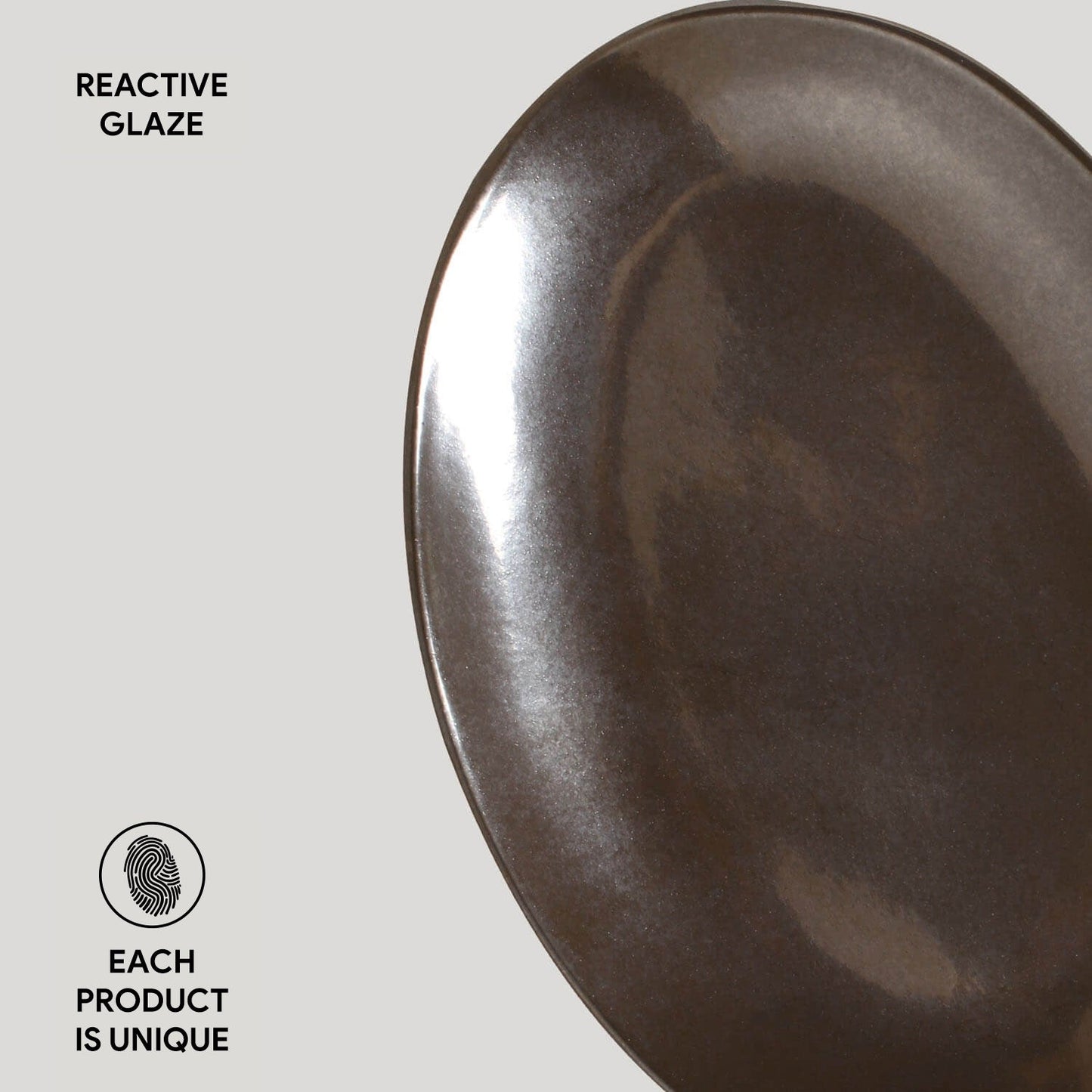 Porto Brasil METALLICA OVAL DESSERT PLATE ORGANIC STONEWARE dia. 8.86" SKU: '15414109301