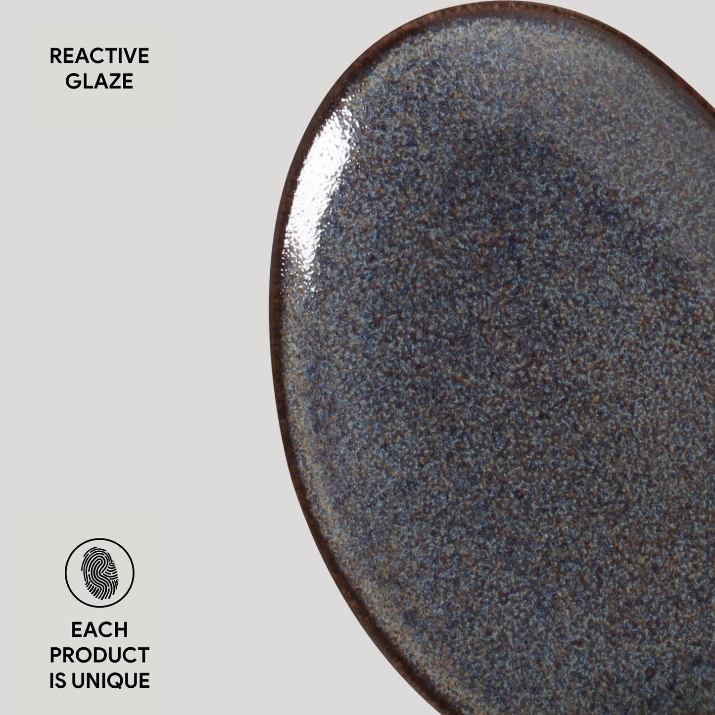 Porto Brasil TITANIUM OVAL DESSERT PLATE ORGANIC STONEWARE dia. 8.86" SKU: '15414109401