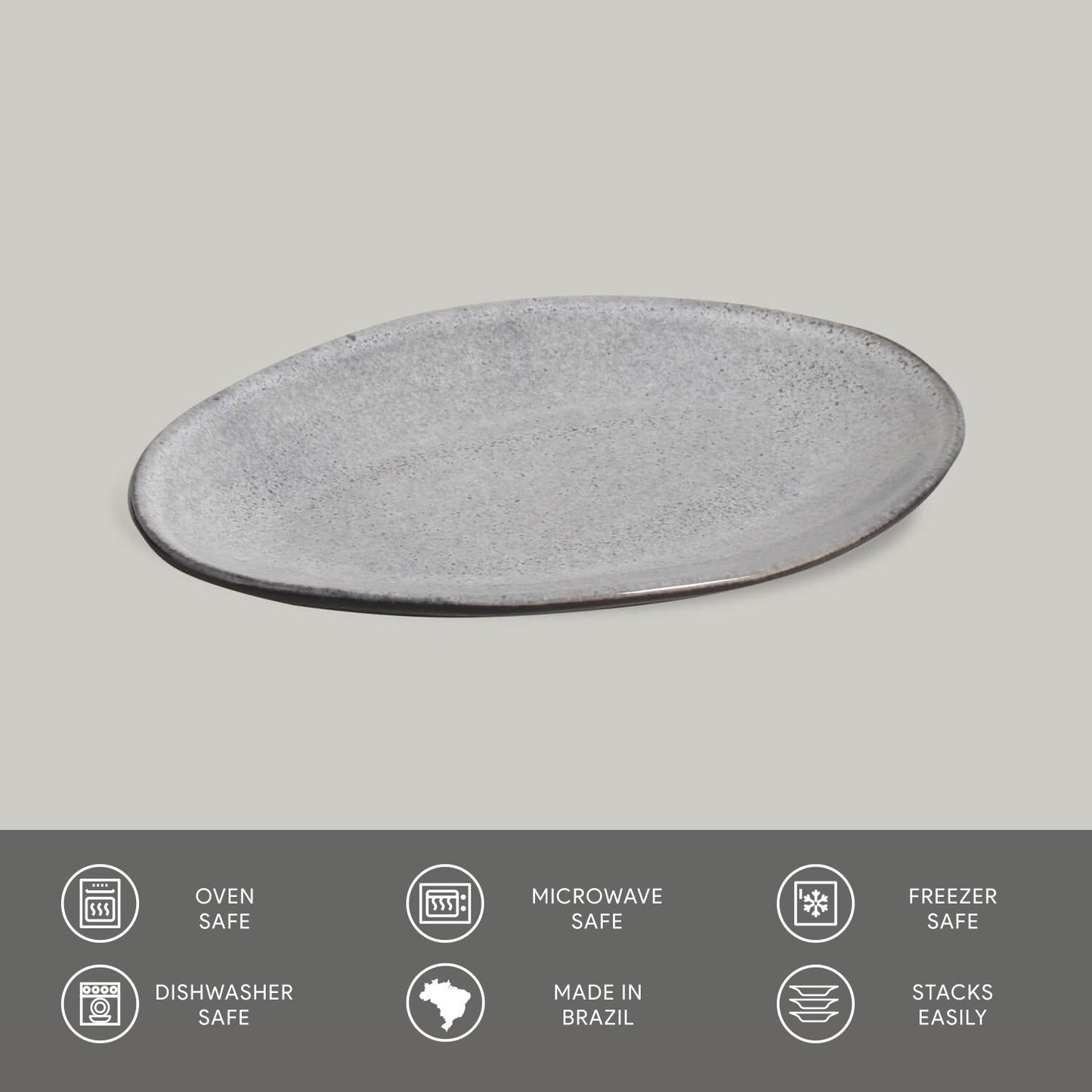 Porto Brasil DUST OVAL DESSERT PLATE ORGANIC STONEWARE dia. 8.86" SKU: '15414115801