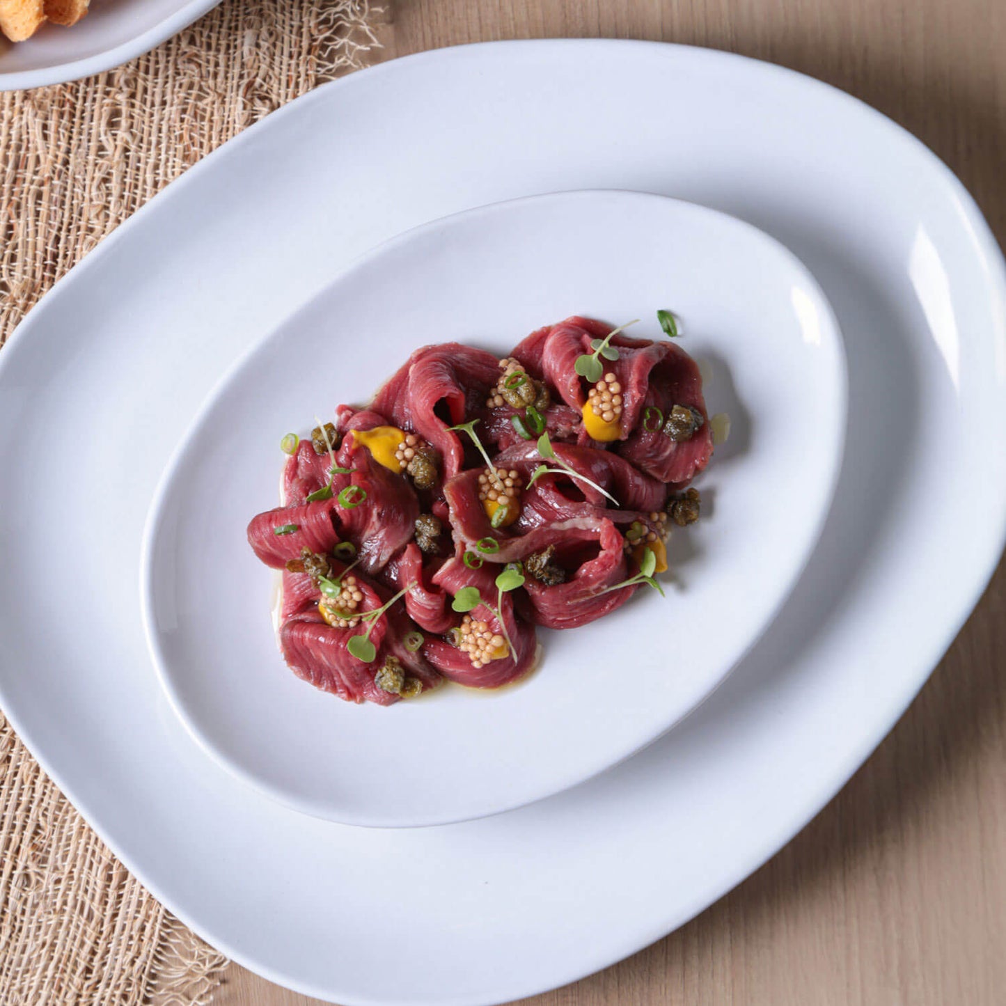 Porto Brasil NEW WHITE OVAL DESSERT PLATE ORGANIC STONEWARE dia. 8.86" SKU: '15414119801