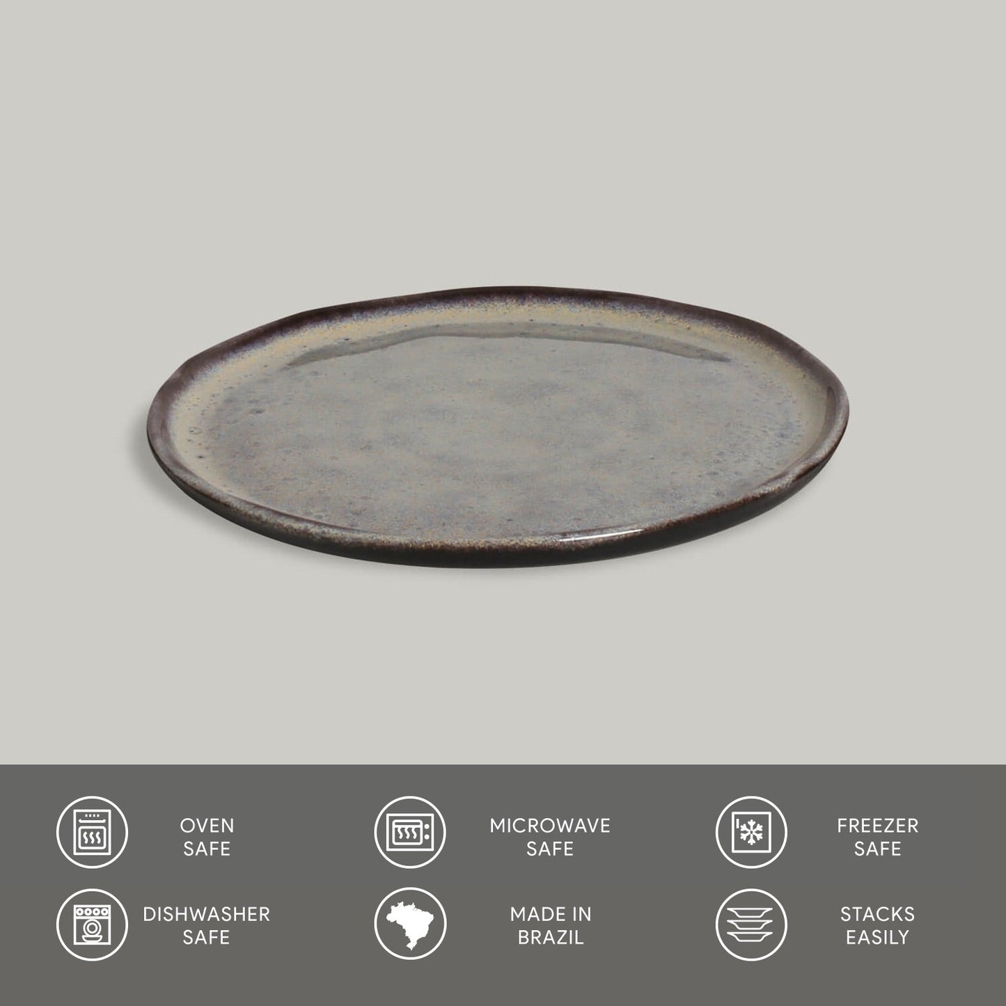 Porto Brasil TOURMALINE BREAD PLATE STONEWARE dia. 6.1x0.63" SKU: '15931108901