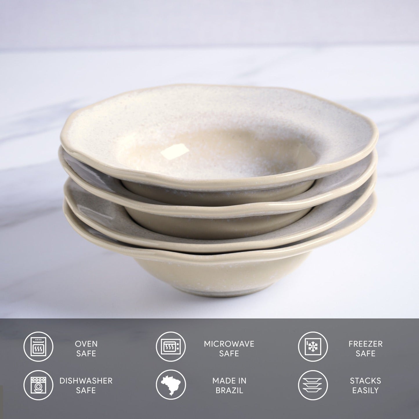 Porto Brasil LATTE DEEP RIM PLATE  STONEWARE dia. 7.48x2.17"  SKU: '16014108501