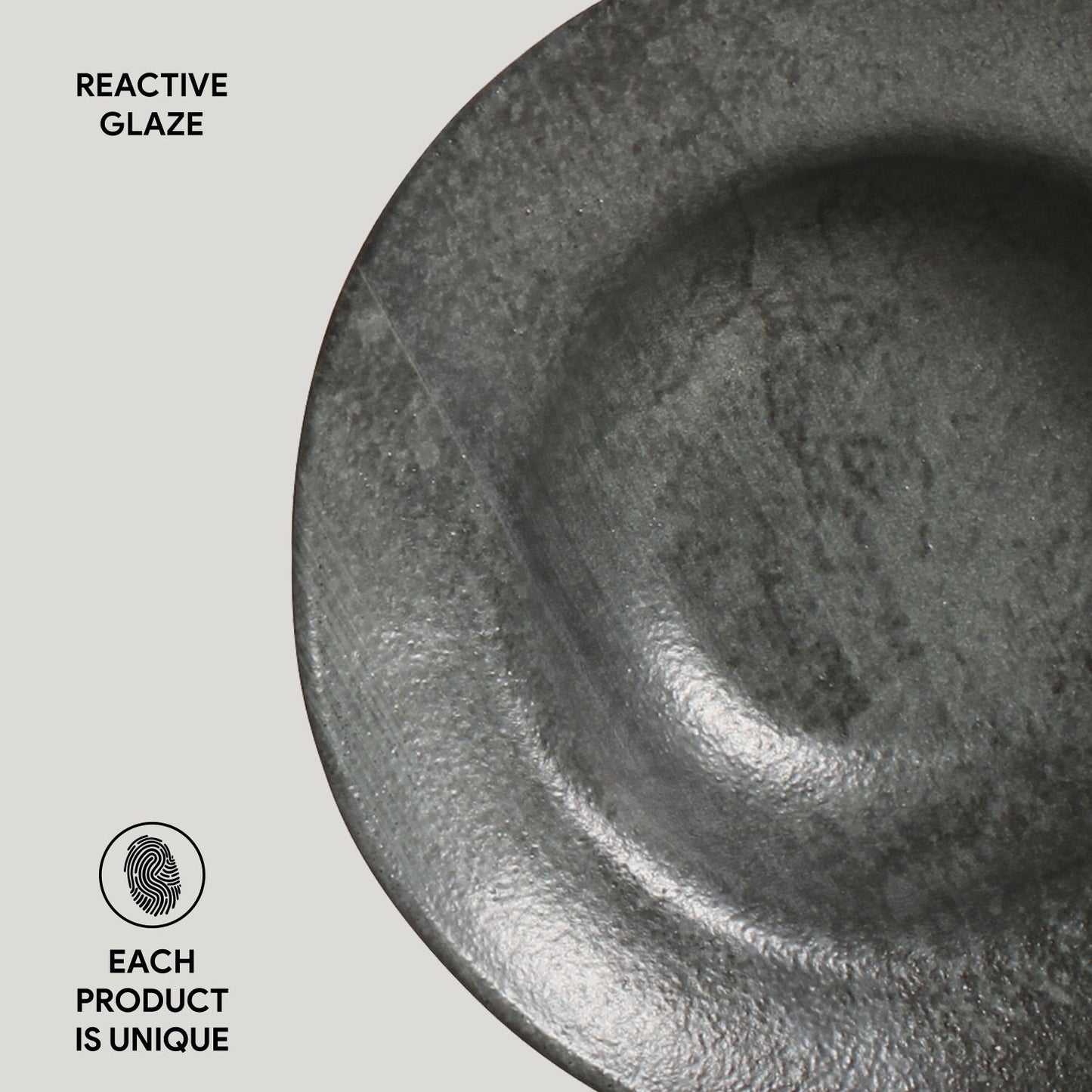 Porto Brasil CHROMIUM DEEP RIM PLATE  STONEWARE dia. 7.48x2.17"  SKU: '16014115901