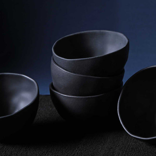 Porto Brasil MATTE BLACK BOWL ORGANIC STONEWARE dia. 5.24"  SKU: '191473901