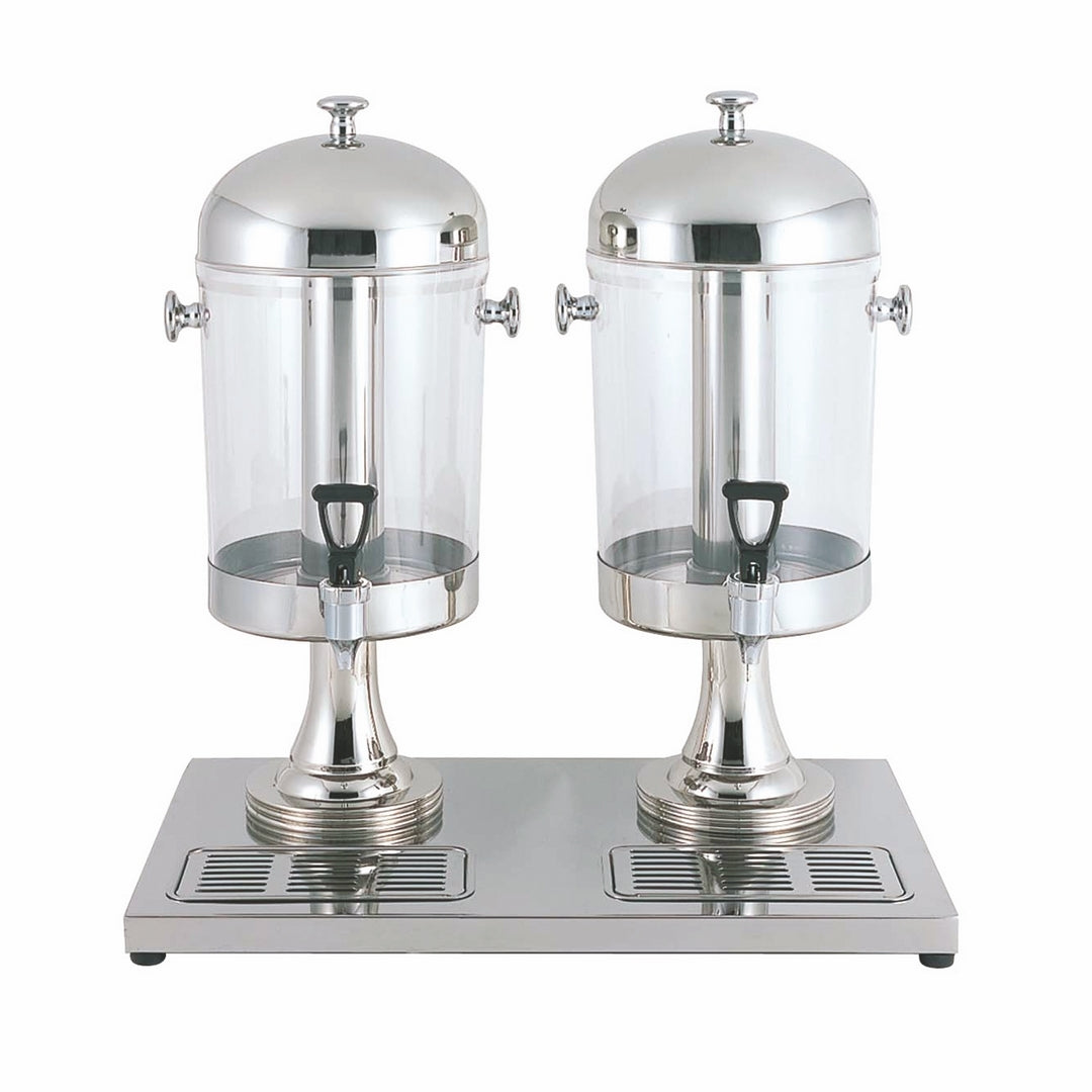 Double Juice Dispenser; H: 22-7/8" Base: 22" X 13-3/4", 2 X 7 Quarts