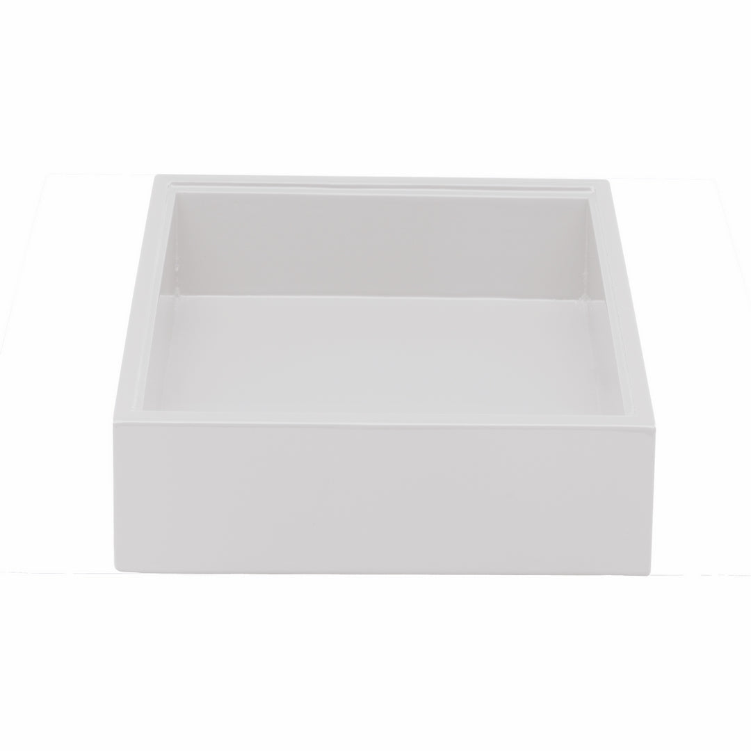 Wenge Wood Finish Square Basket; L: 6" W: 6" Lacquered White