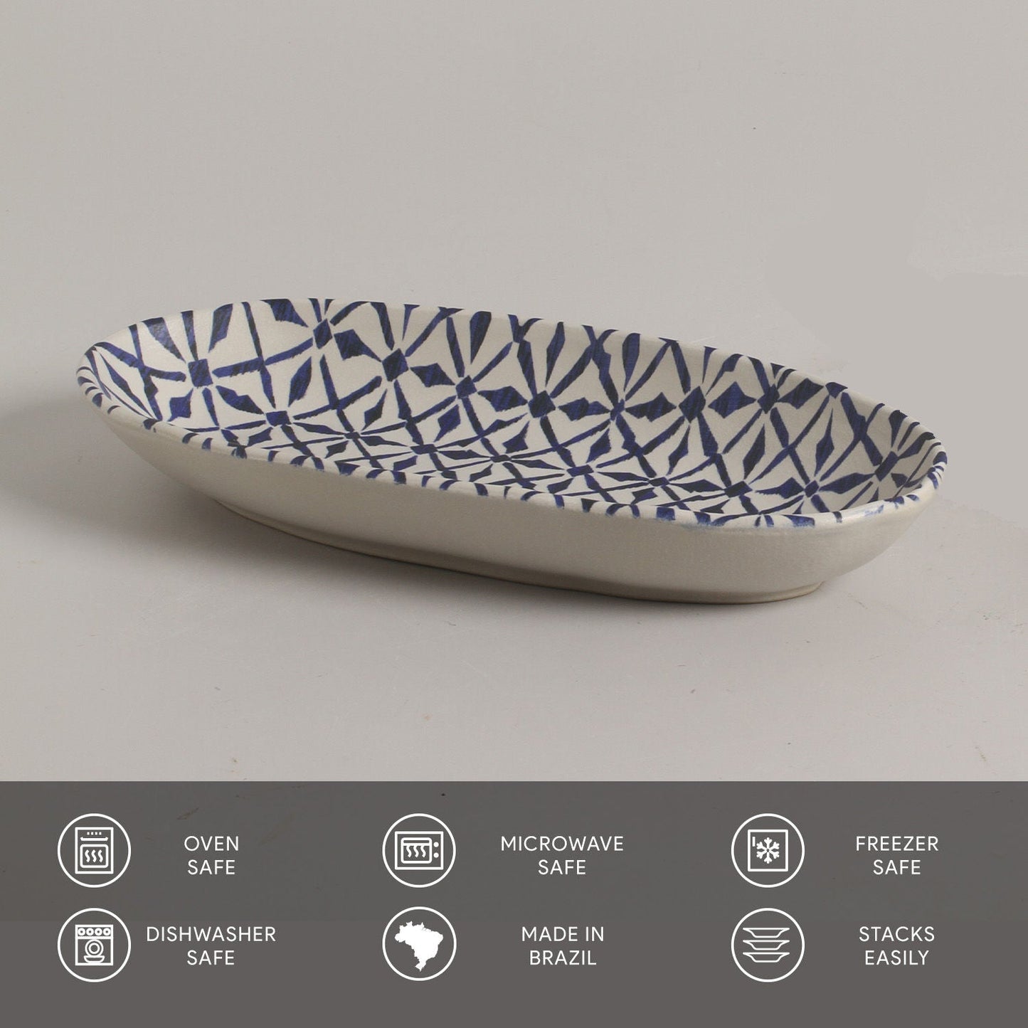 Porto Brasil MAYA DEEP OVAL PR LARGE ORGANIC STONEWARE dia. 12.6x6.3" SET OF 2 DESIGNS SKU: '34414117901