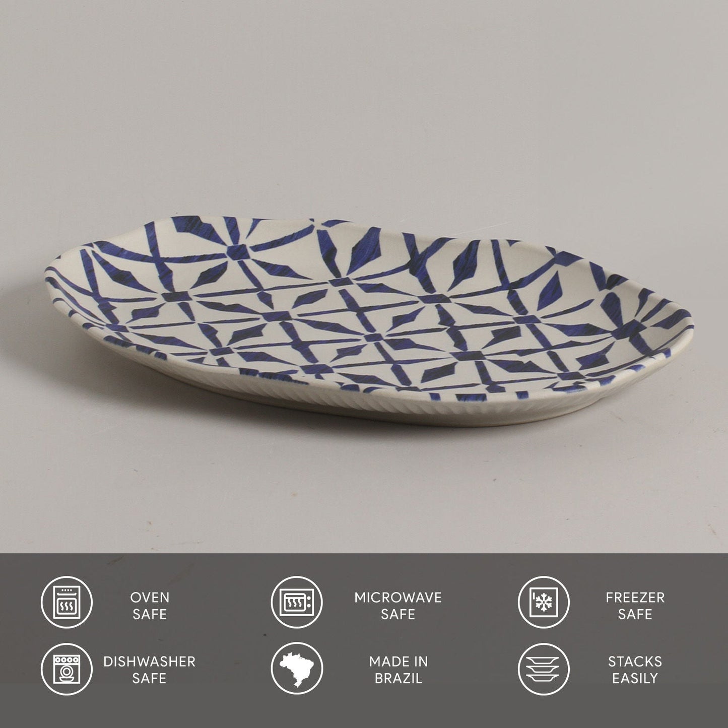 Porto Brasil MAYA SHALLOW OVAL PR MEDIUM BIO STONEWARE dia. 11.81x7.87" SET OF 2 DESIGNS SKU: '34831117901