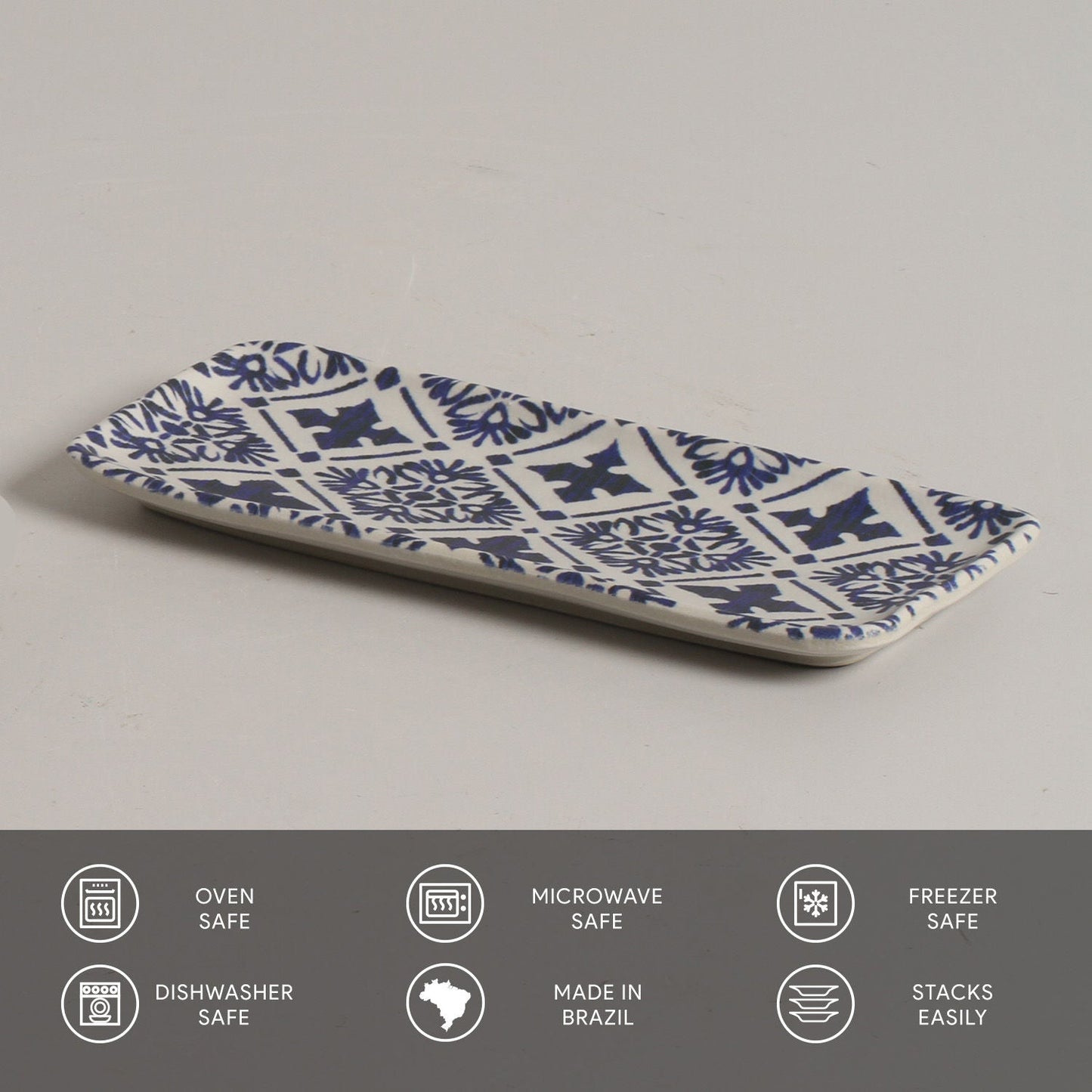 Porto Brasil MAYA RECTANGULAR PR ORGANIC STONEWARE dia. 8.66x3.74" SET OF 2 DESIGNS SKU: '35014117901