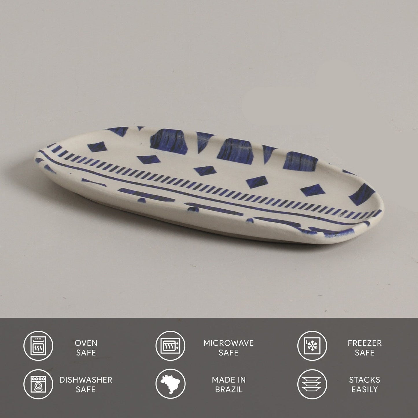 Porto Brasil MAYA SHALLOW OVAL PR ORGANIC STONEWARE dia. 9.06x4.33" SET OF 2 DESIGNS SKU: '35114117901