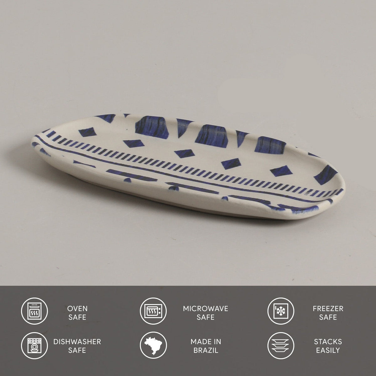 Porto Brasil MAYA SHALLOW OVAL PR ORGANIC STONEWARE dia. 9.06x4.33" SET OF 2 DESIGNS SKU: '35114117901