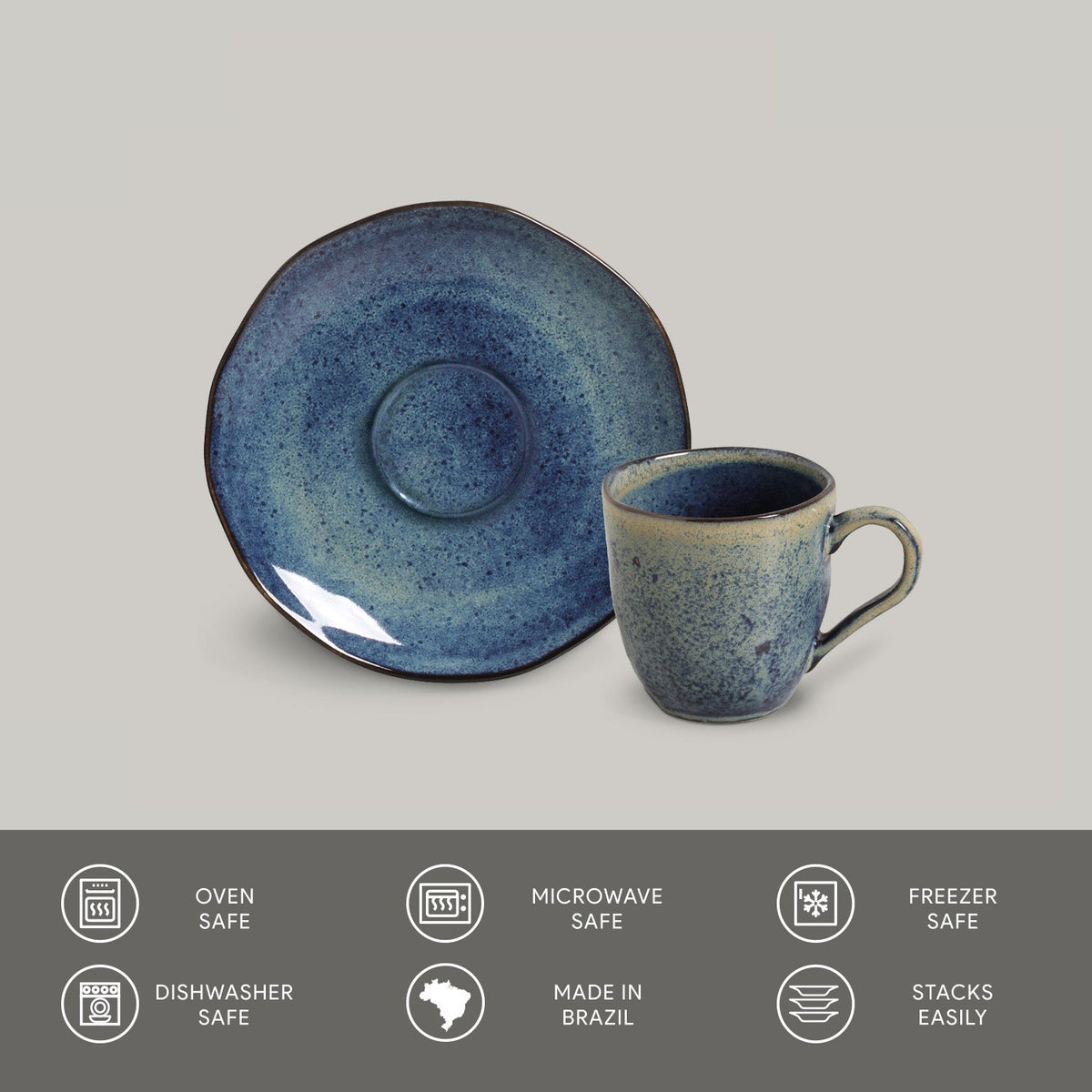 Porto Brasil DENIM ORGANIC COFFEE CUP + ORGANIC SAUCER SKU: '3514113001