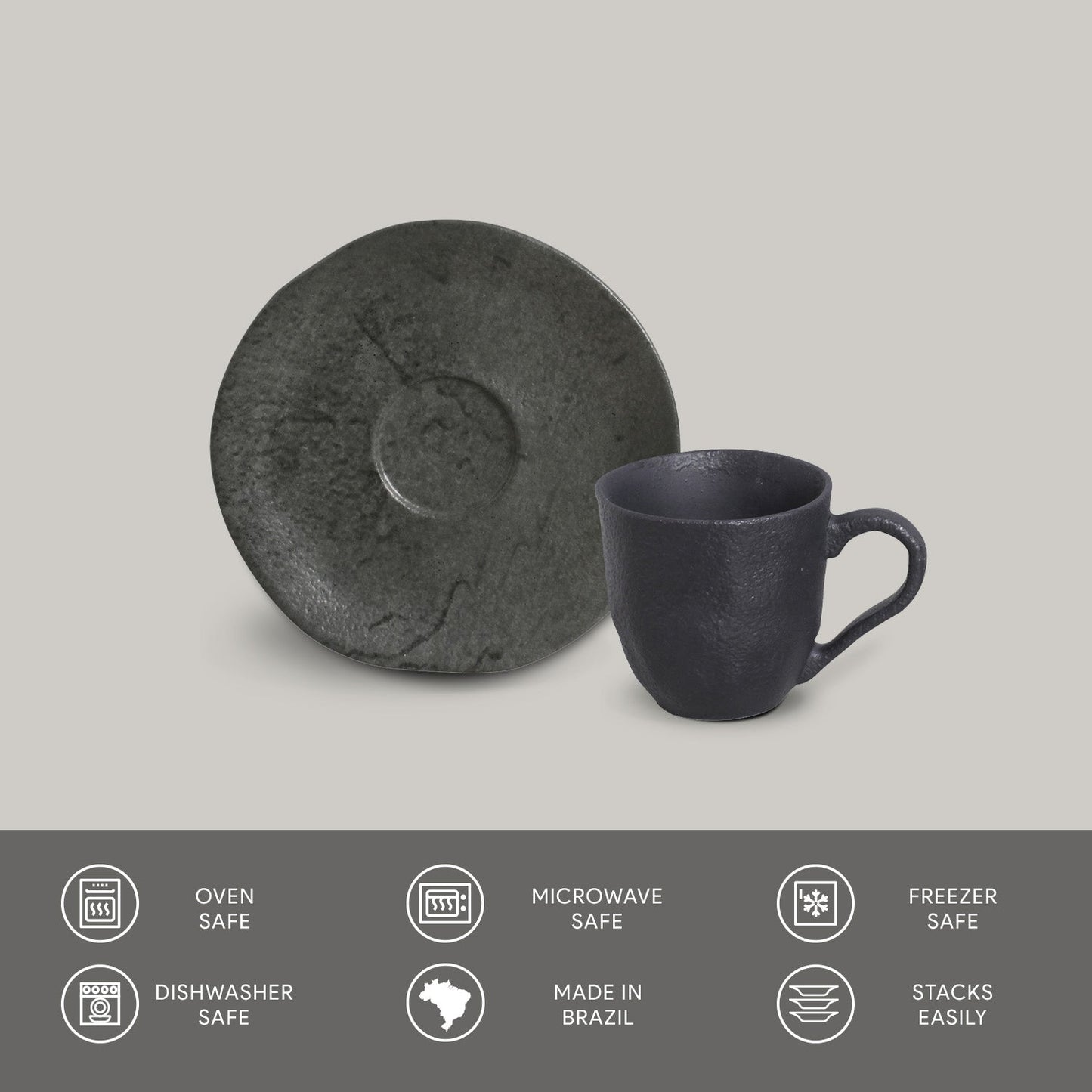 Porto Brasil CHROMIUM ORGANIC COFFEE CUP + ORGANIC SAUCER SKU: '351474601