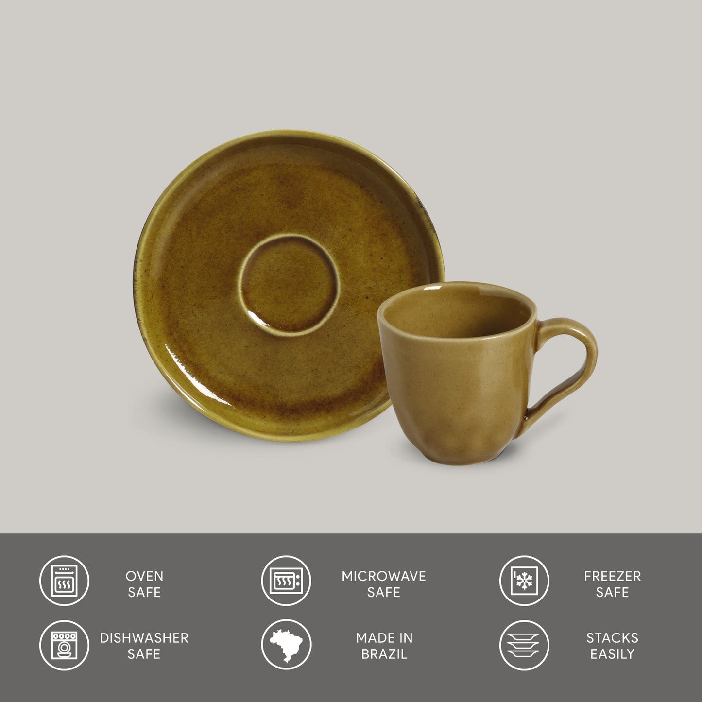 Porto Brasil AMBER ORGANIC COFFEE CUP + BIO SAUCER SKU: '353177101