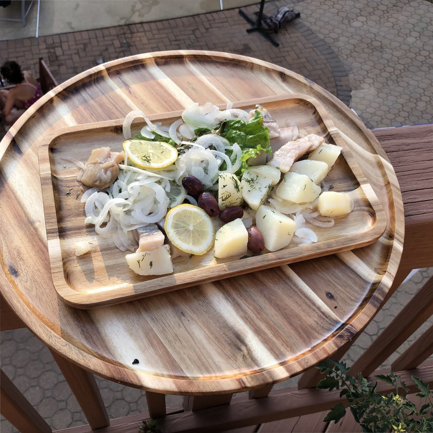ZavisGreen Acacia round Plate Platter 14" Diameter SKU: ZG-660014