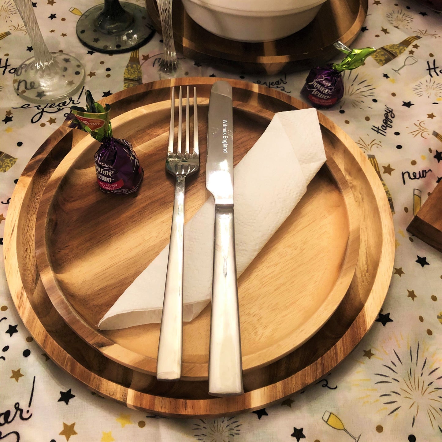 ZavisGreen Acacia round Plate Platter 12" Diameter SKU: ZG-660012