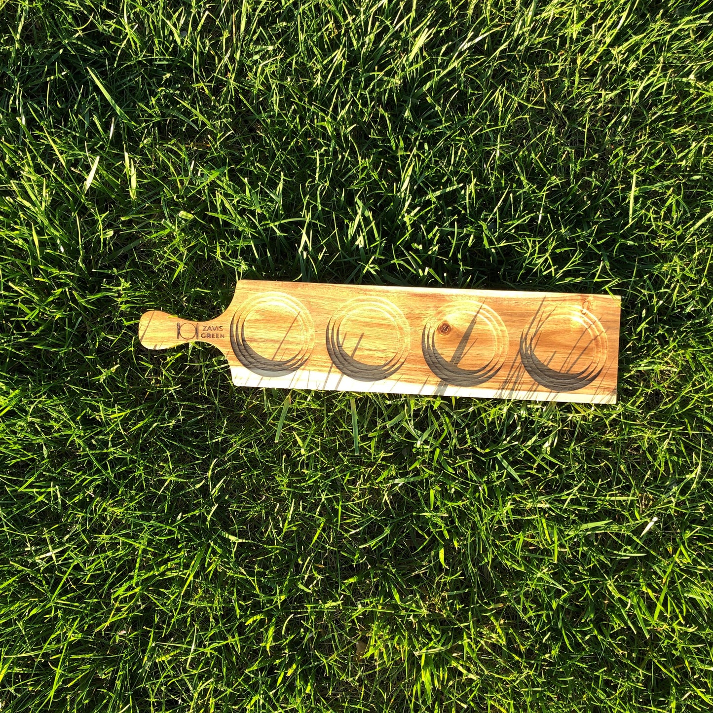 ZavisGreen Acacia 4 hole flight board 16" long SKU: ZG-660604