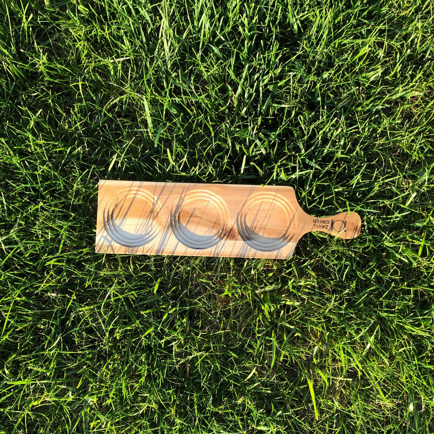 ZavisGreen Acacia 3 hole flight board 14" long SKU: ZG-660603