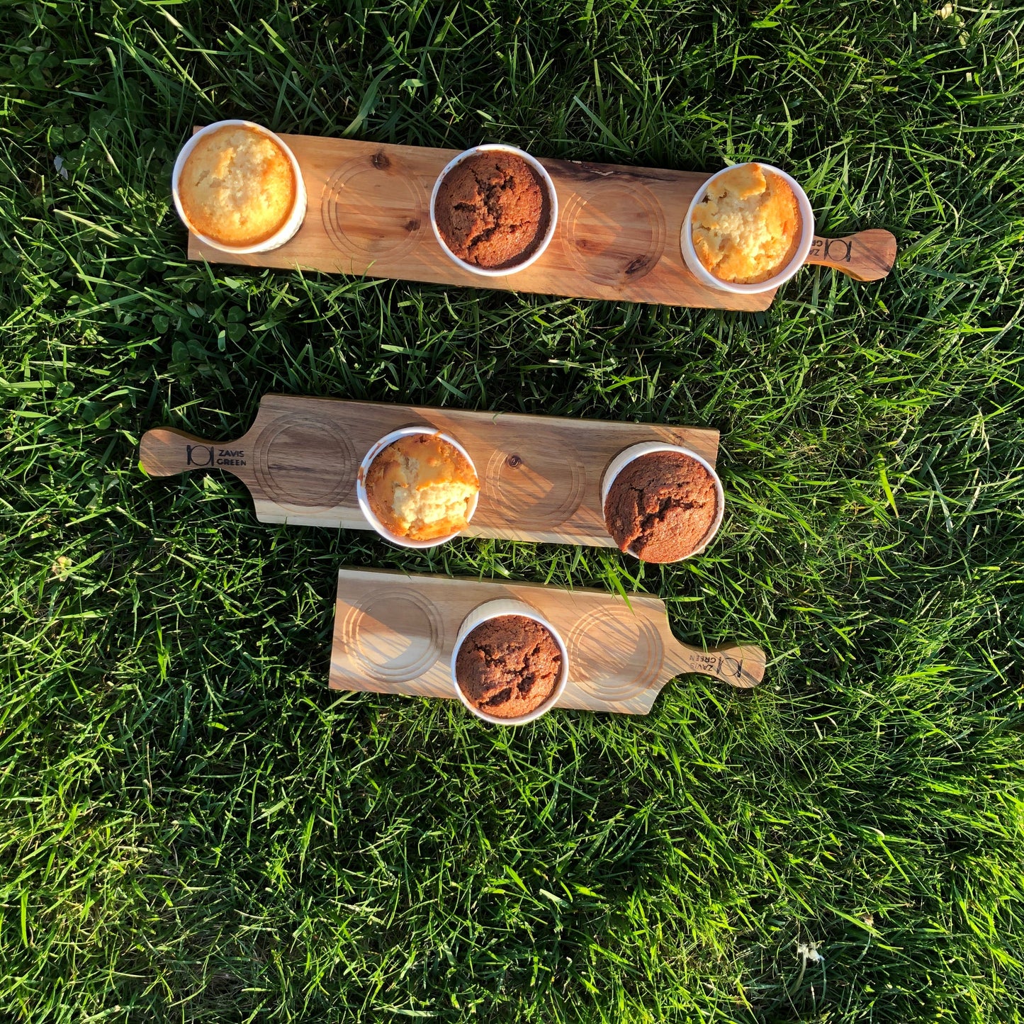 ZavisGreen Acacia 5 hole flight board 22" long SKU: ZG-660605