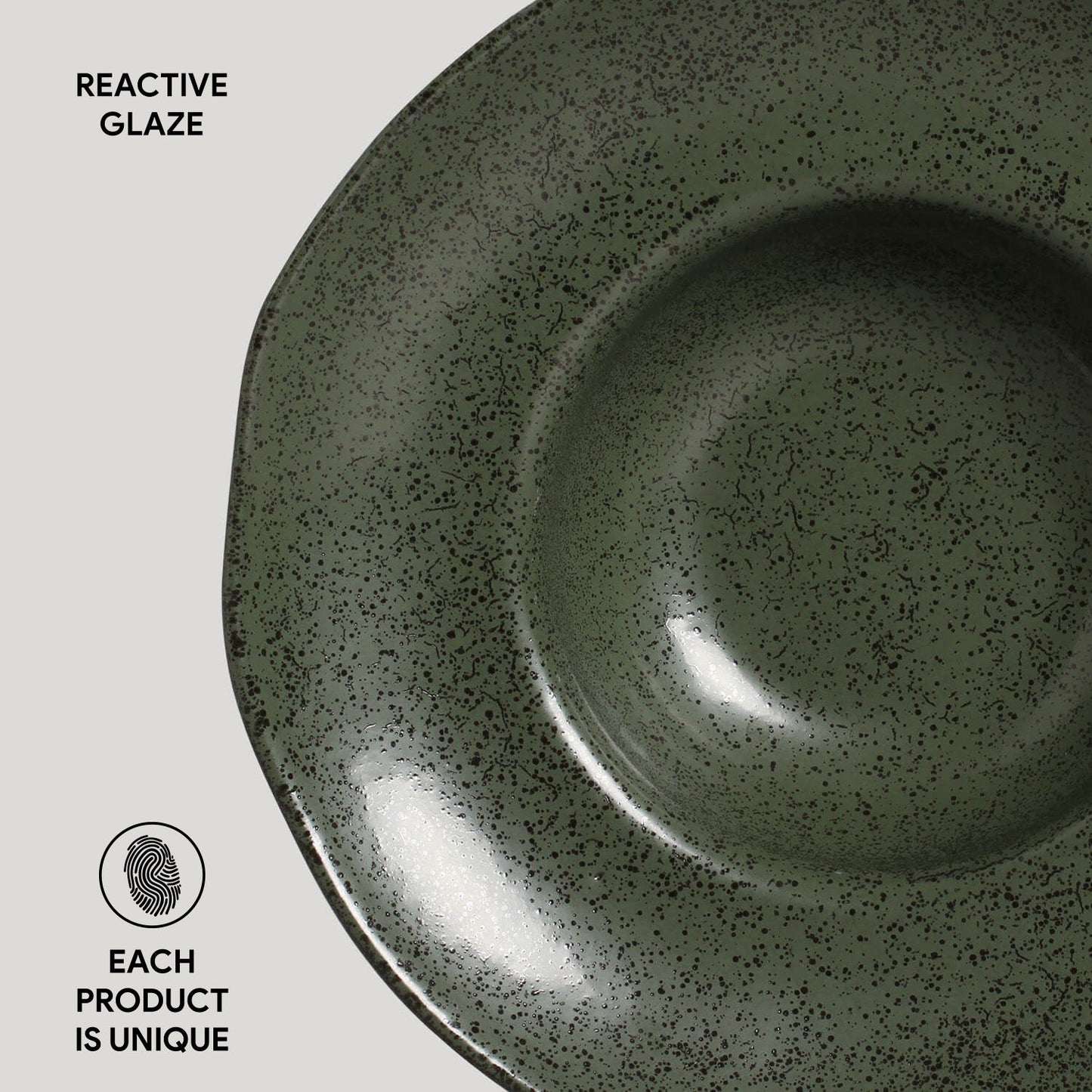 Porto Brasil GREENERY DEEP RIM PLATE  STONEWARE dia. 11.02x2.56"  SKU: '12014106501