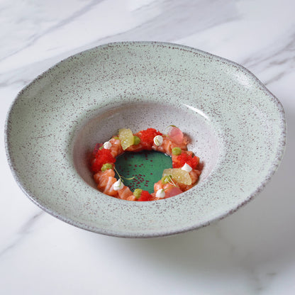 Porto Brasil PISTACHE DEEP RIM PLATE  STONEWARE dia. 11.02x2.56"  SKU: '12014108801