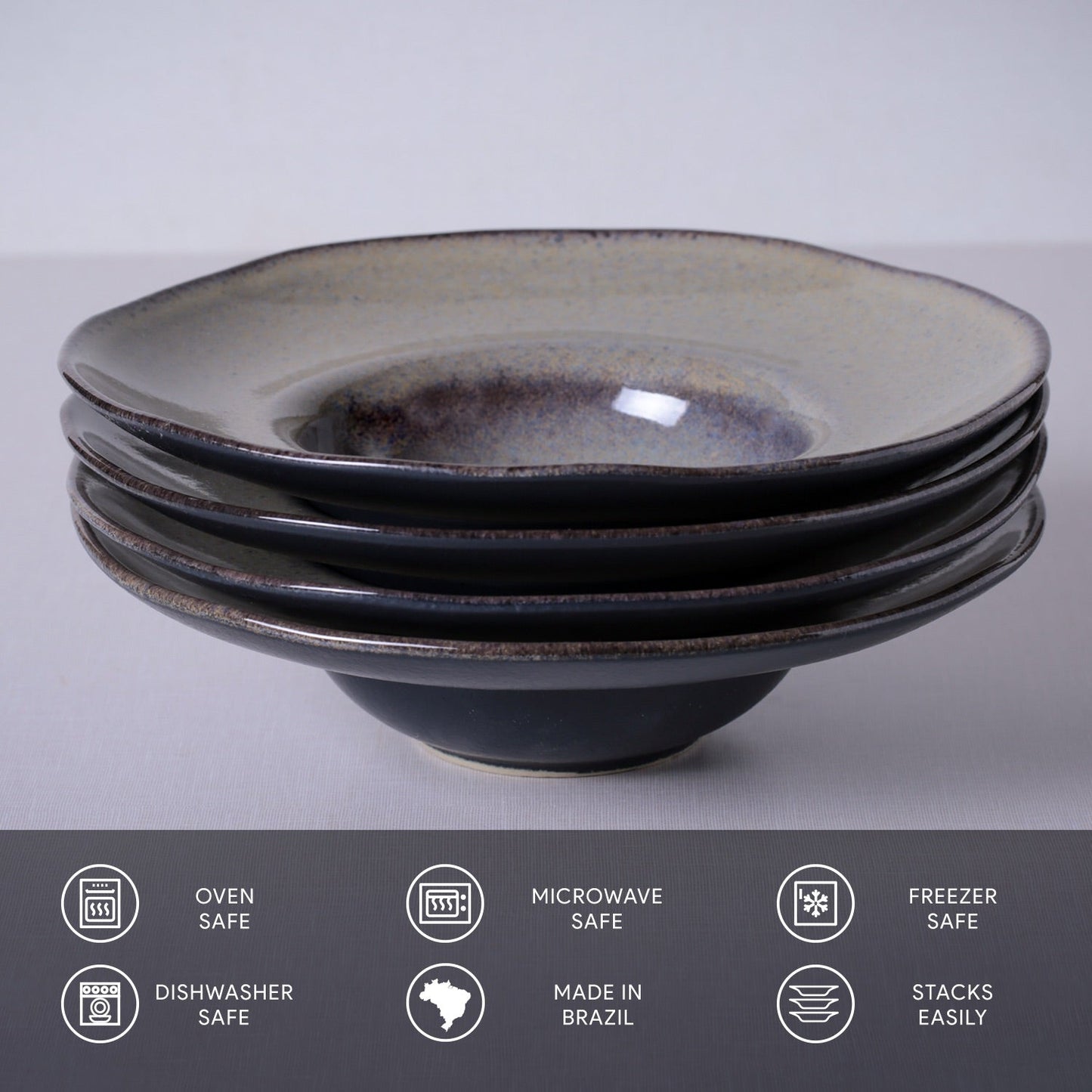 Porto Brasil TOURMALINE DEEP RIM PLATE  STONEWARE dia. 11.02x2.56"  SKU: '12014108901