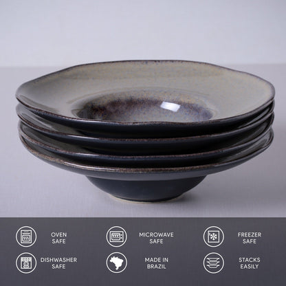 Porto Brasil TOURMALINE DEEP RIM PLATE  STONEWARE dia. 11.02x2.56"  SKU: '12014108901