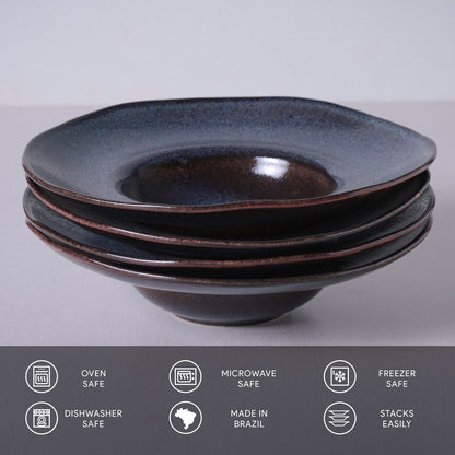 Porto Brasil TITANIUM DEEP RIM PLATE  STONEWARE dia. 11.02x2.56"  SKU: '12014109401