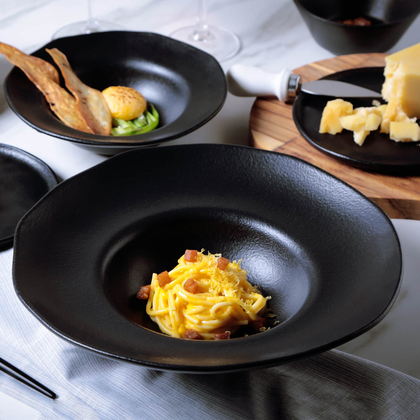 Porto Brasil MATTE BLACK DEEP RIM PLATE  STONEWARE dia. 11.02x2.56"  SKU: '1201473901