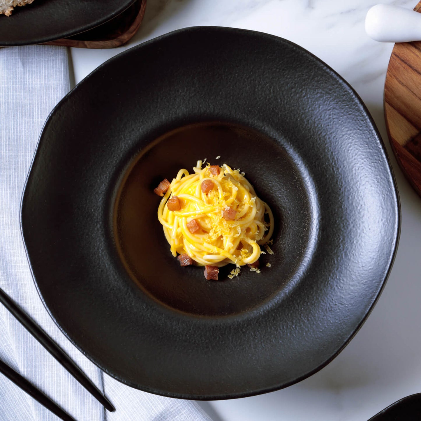 Porto Brasil MATTE BLACK DEEP RIM PLATE  STONEWARE dia. 11.02x2.56"  SKU: '1201473901