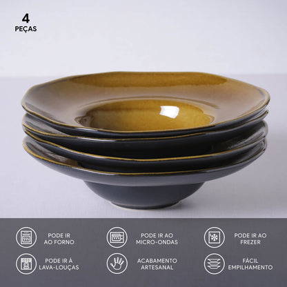 Porto Brasil AMBER DEEP RIM PLATE  STONEWARE dia. 11.02x2.56"  SKU: '1201477101
