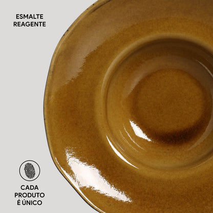 Porto Brasil AMBER DEEP RIM PLATE  STONEWARE dia. 11.02x2.56"  SKU: '1201477101