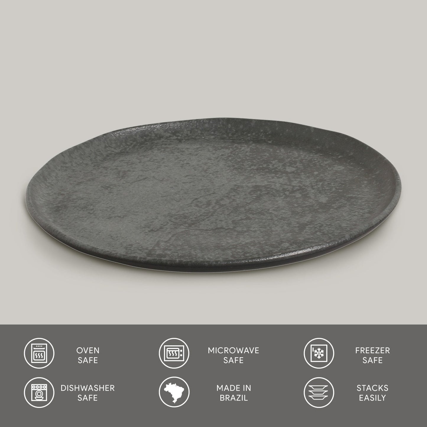 Porto Brasil CHROMIUM DINNER PLATE BIO STONEWARE dia. 10.83"  SKU: '1231115901