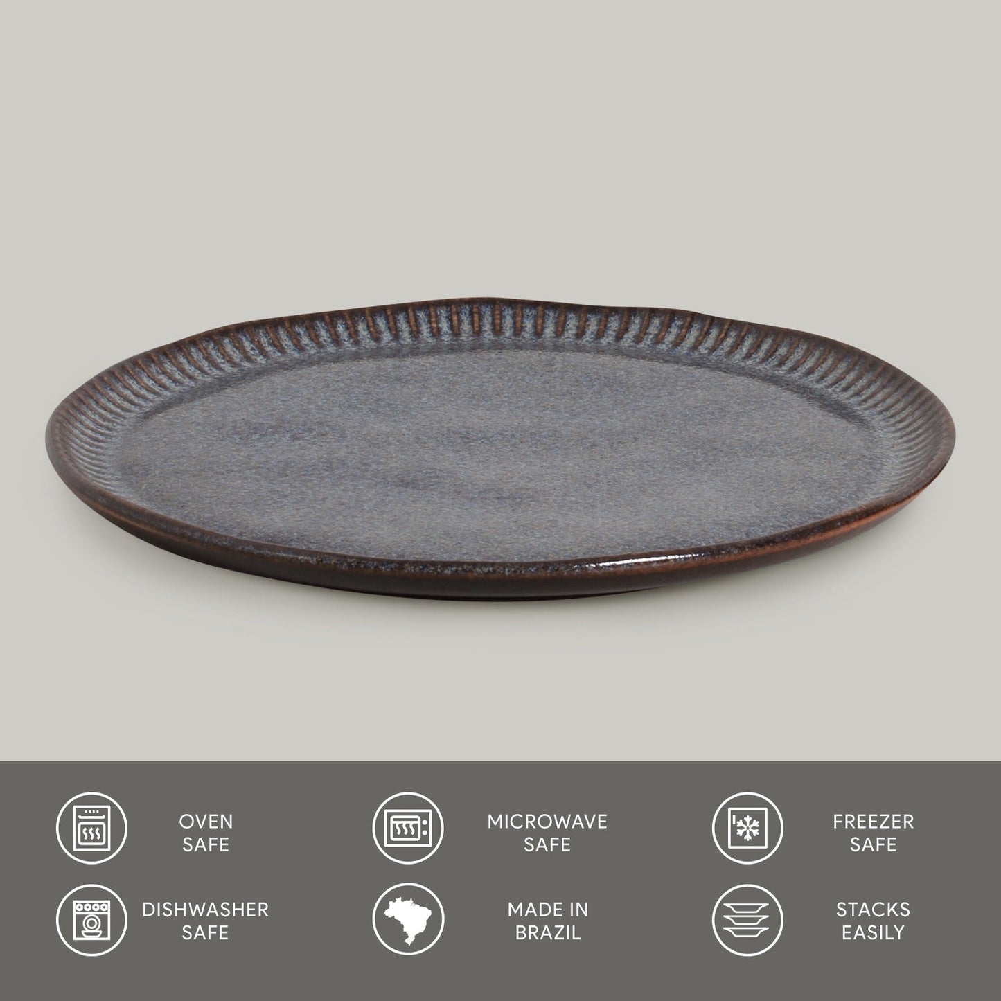Porto Brasil TITANIUM LINHAS DINNER PLATE STONEWARE dia. 10.83"  SKU: '1261109401