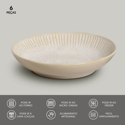 Porto Brasil LATTE LINHAS SOUP PLATE STONEWARE dia. 8.86"  SKU: '1361108501