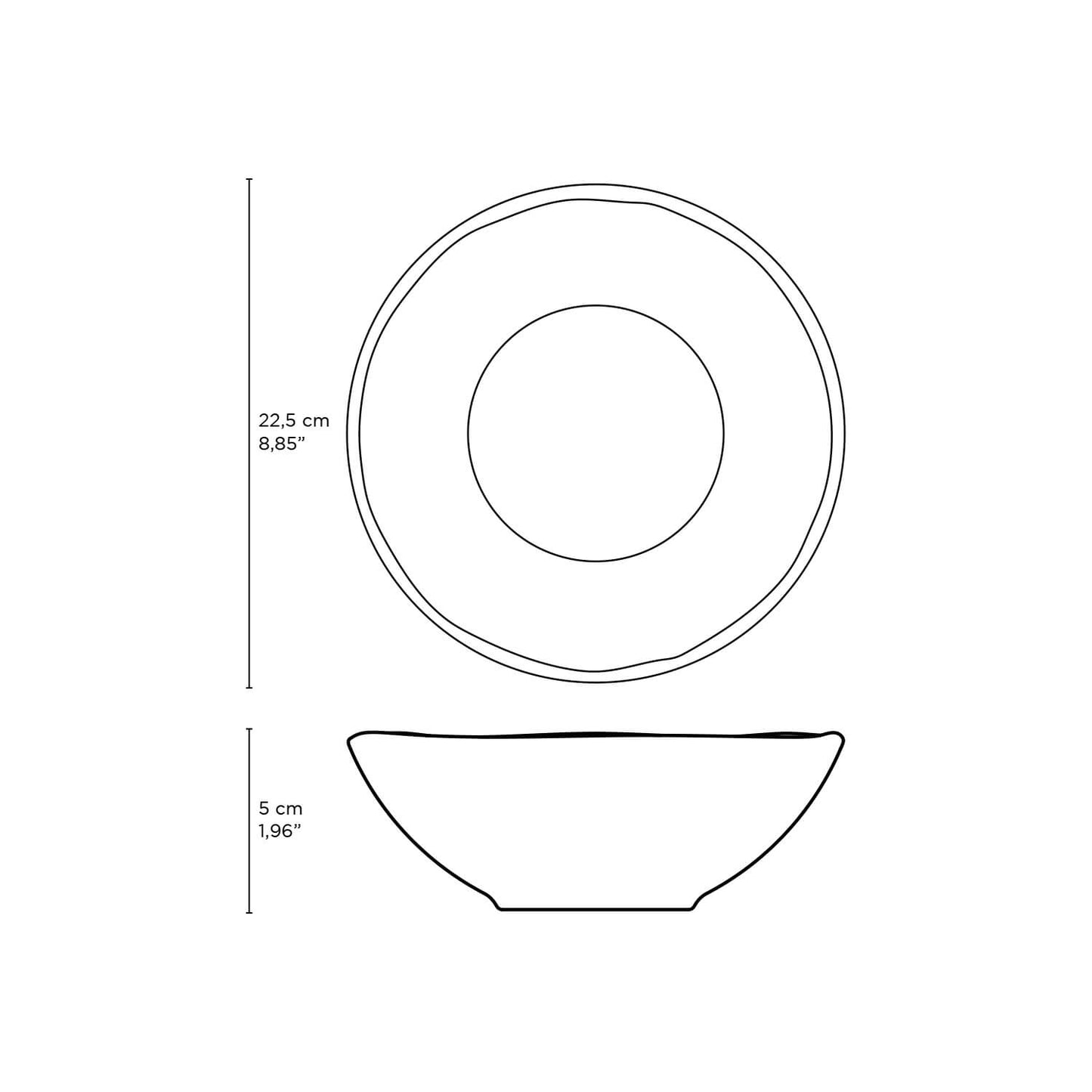 Porto Brasil NEW WHITE LINHAS SOUP PLATE STONEWARE dia. 8.86"  SKU: '1361119801