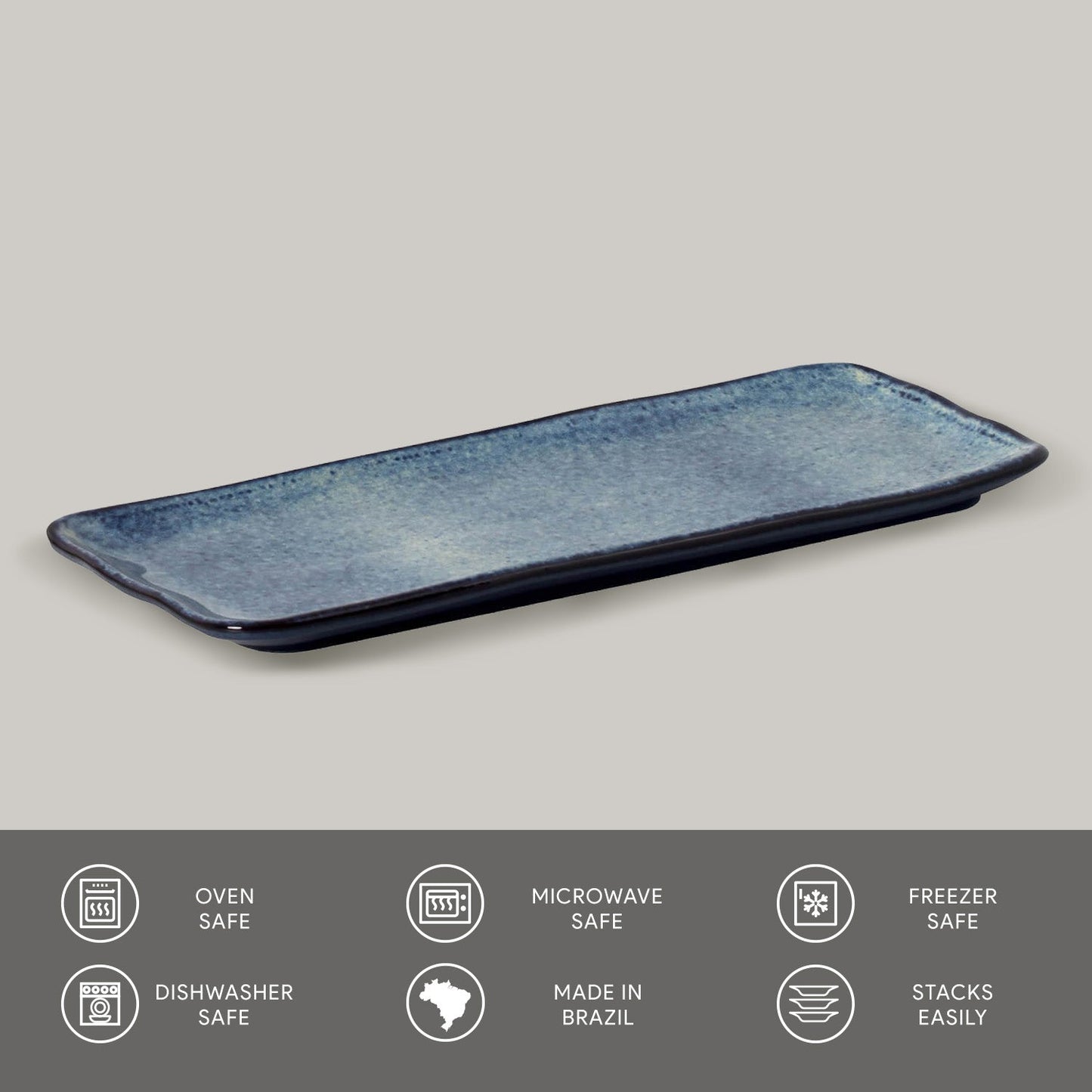 Porto Brasil DENIM RECTANGULAR PR MEDIUM ORGANIC STONEWARE dia. 12.99x5.12"  SKU: '14014113001