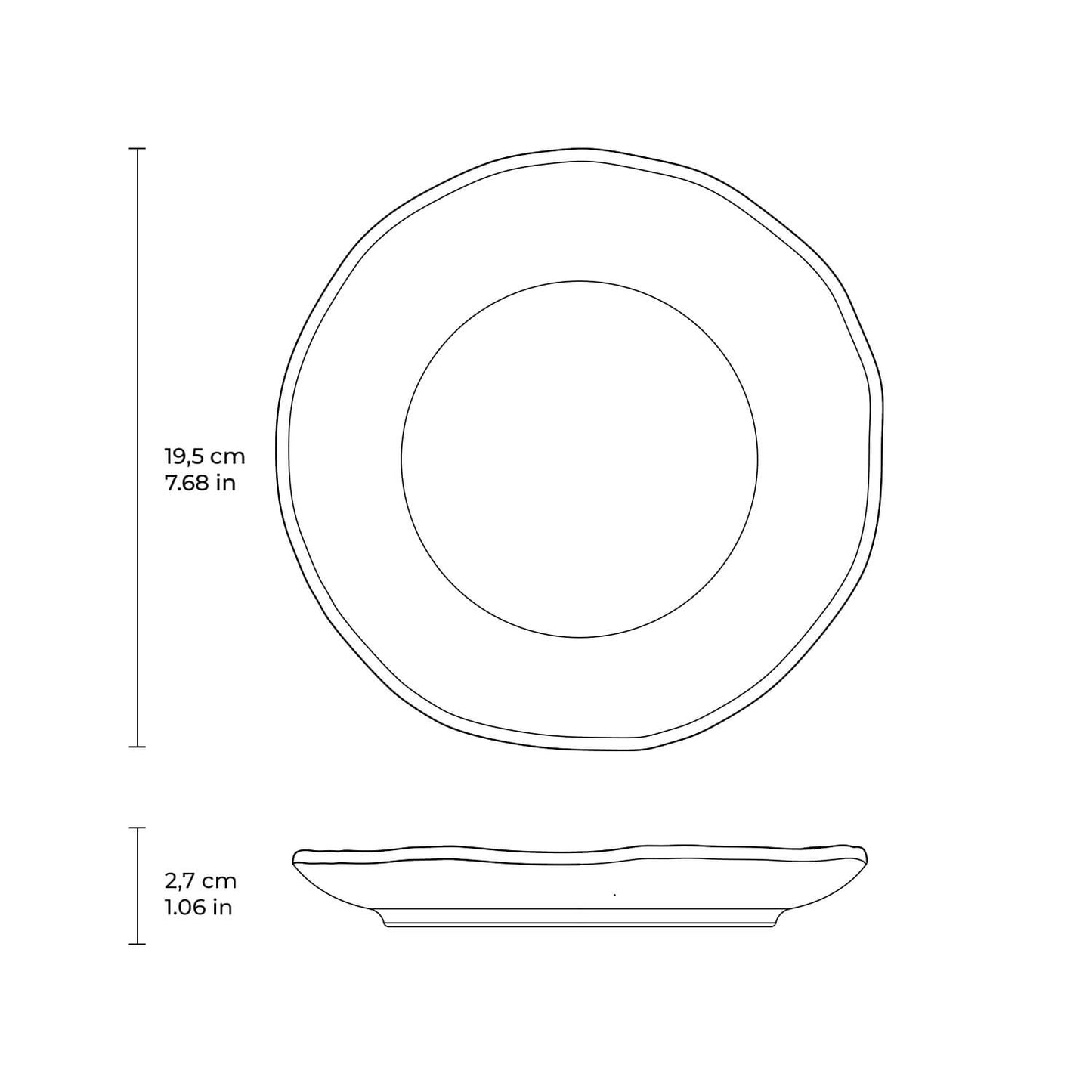 Porto Brasil DIJON DESSERT PLATE ORGANIC STONEWARE dia. 7.68"  SKU: '1414105801