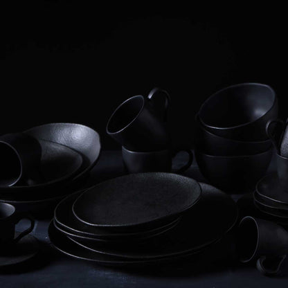 Porto Brasil MATTE BLACK DESSERT PLATE ORGANIC STONEWARE dia. 7.68"  SKU: '141473901